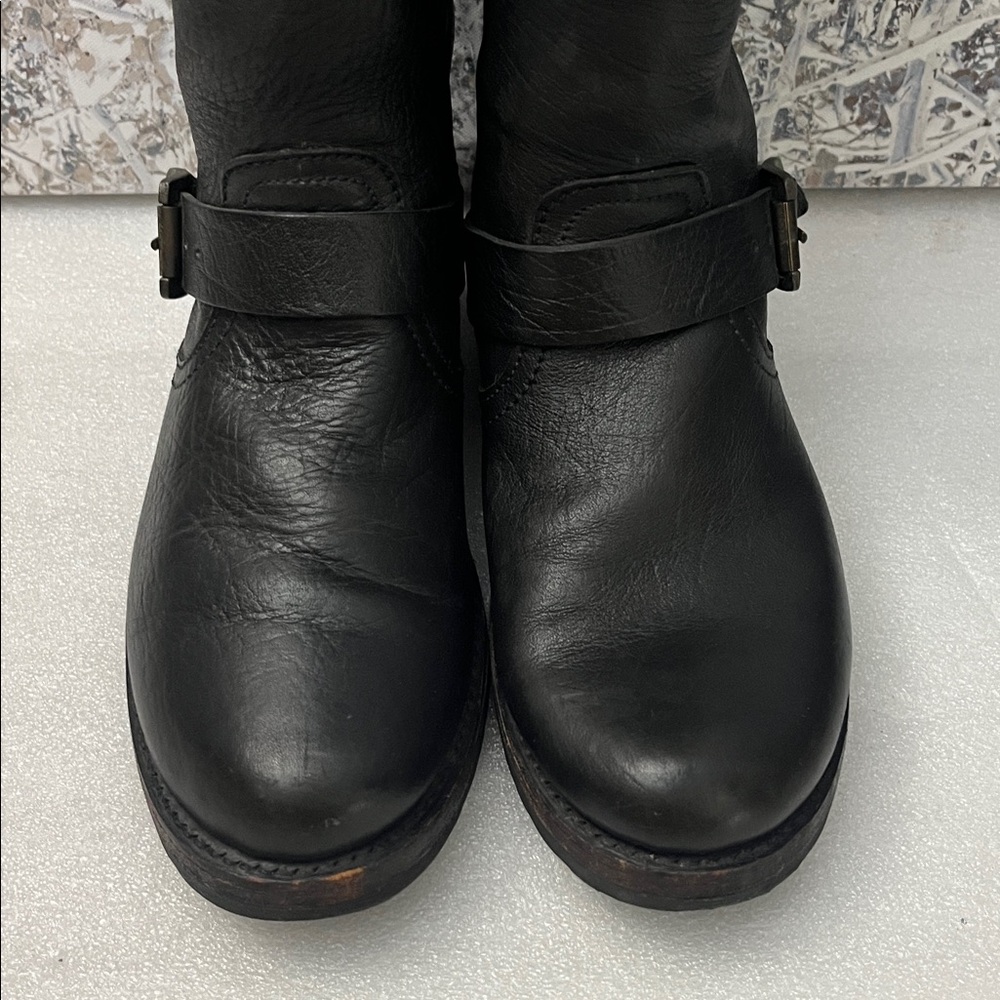 Frye Veronica Slouch Black Leather Engineer Boots Sz 7B - Picture 4 of 13